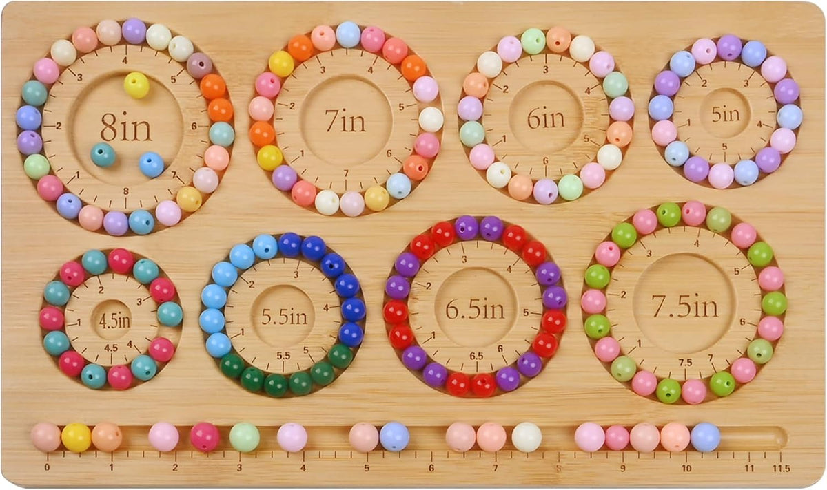 Favonuovy bead board front view showing circular bracelet sizing grooves