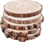 William Craft natural round rustic wood slices front view