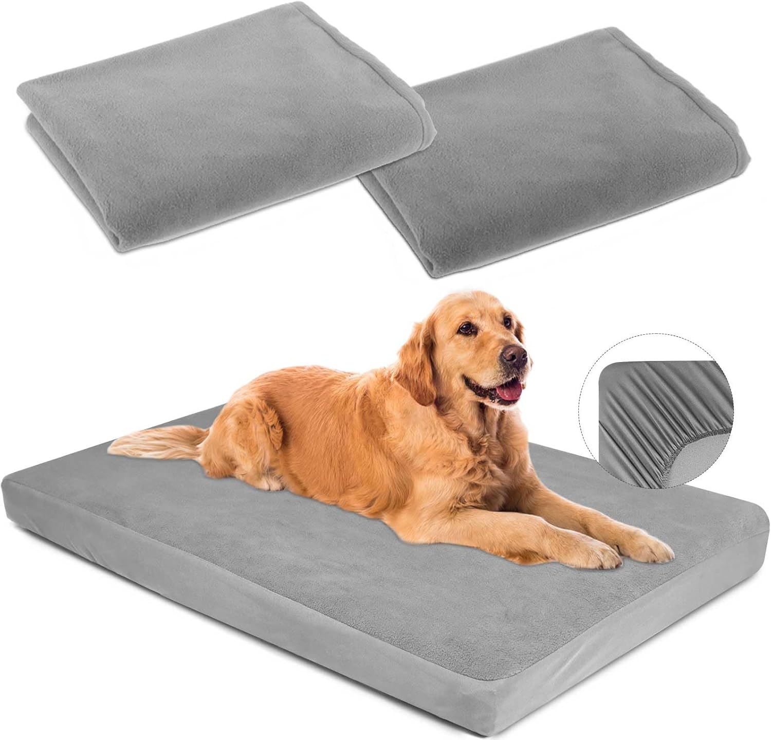 LotuFlor waterproof dog bed covers grey extra large front view on floor