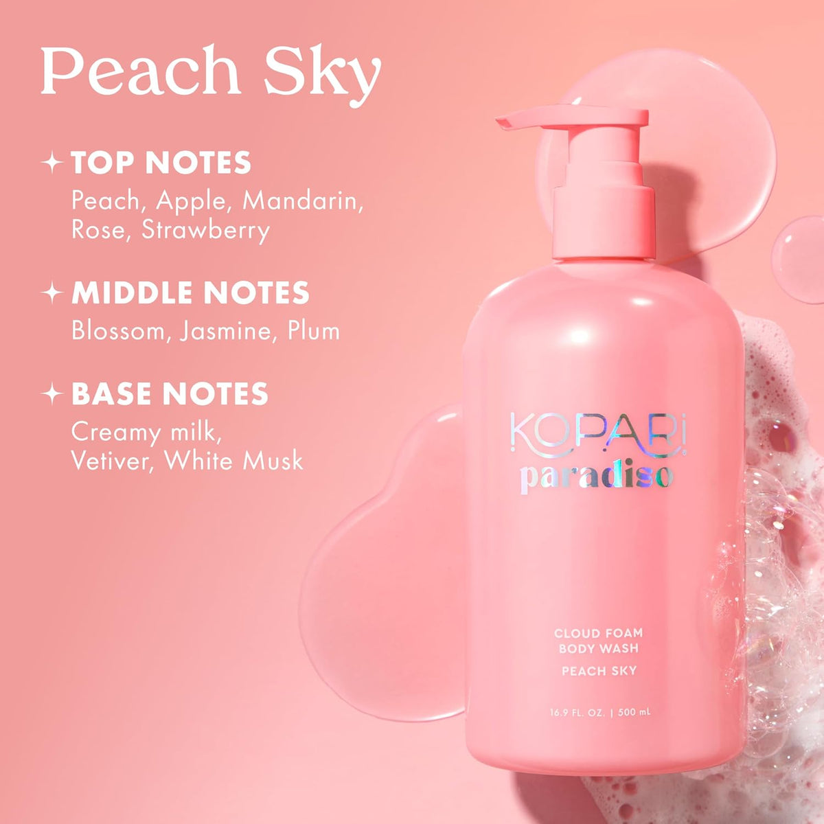 Kopari cloud foam body wash dispenser pump detail