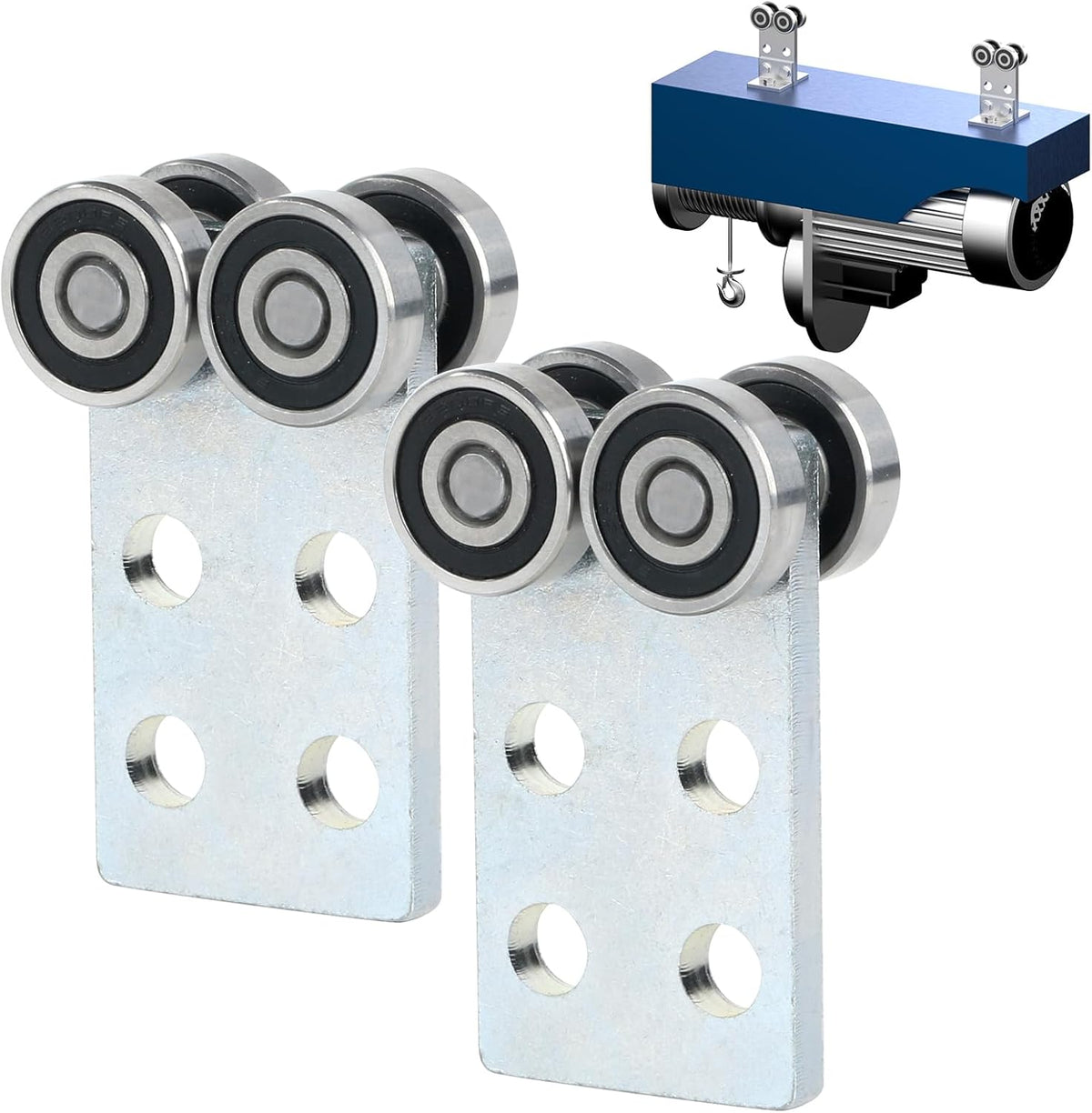8 Wheel Trolley Assembly Rollers.Bearing Trolley Assembly.The top of the Trolley has Room for Set Screws, Allowing the use of a 1-5/8" high Strut Channel - Image 13