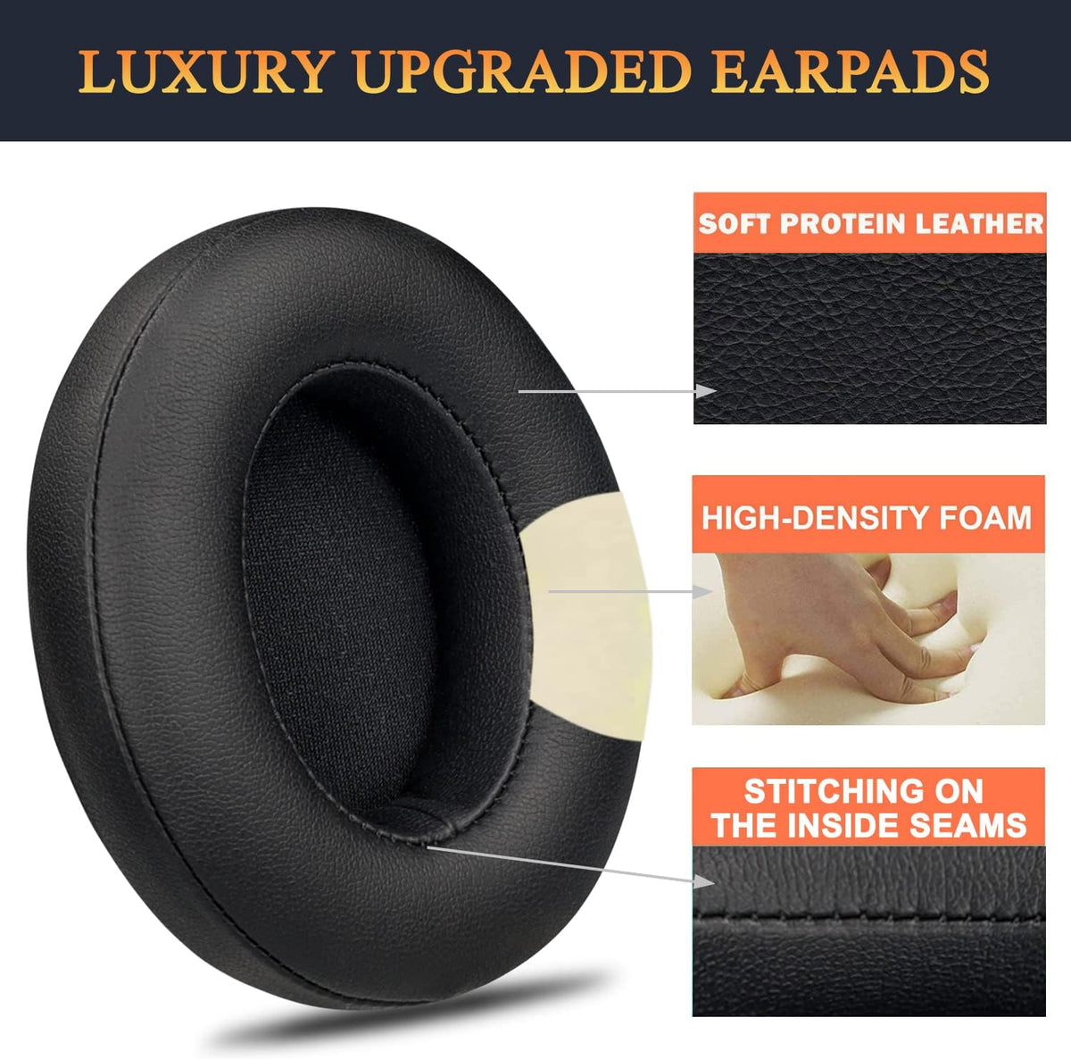 Close up of soft protein leather texture on SoloWIT Beats Studio earpads