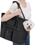 SlowTon Dog Purse Carrier - Portable Dog Carrier with Pockets & Safety Leash for Small Dogs Under 12 lbs, Breathable Pet Tote Bag for Cat Rabbit Outing, Travel, Vet (Black) - Image 9