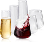 Lueumxc 48 pack ribbed plastic glasses set front view for wedding hosting