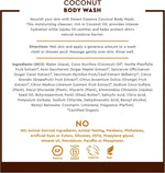Desert Essence Coconut Body Wash bottle packaging with plant-based hydration details