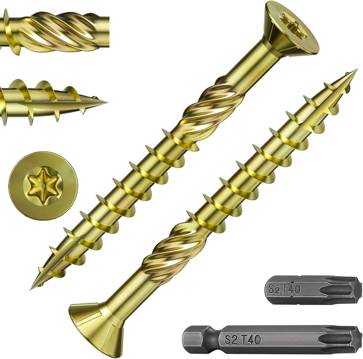 Wensilon #10 * 2-1/4" Deck Screws, (180pcs) 2 lbs.Exterior Wood Screws, Rust Resistant epoxy Coated, Bronze, T25 Star Bit - Image 12