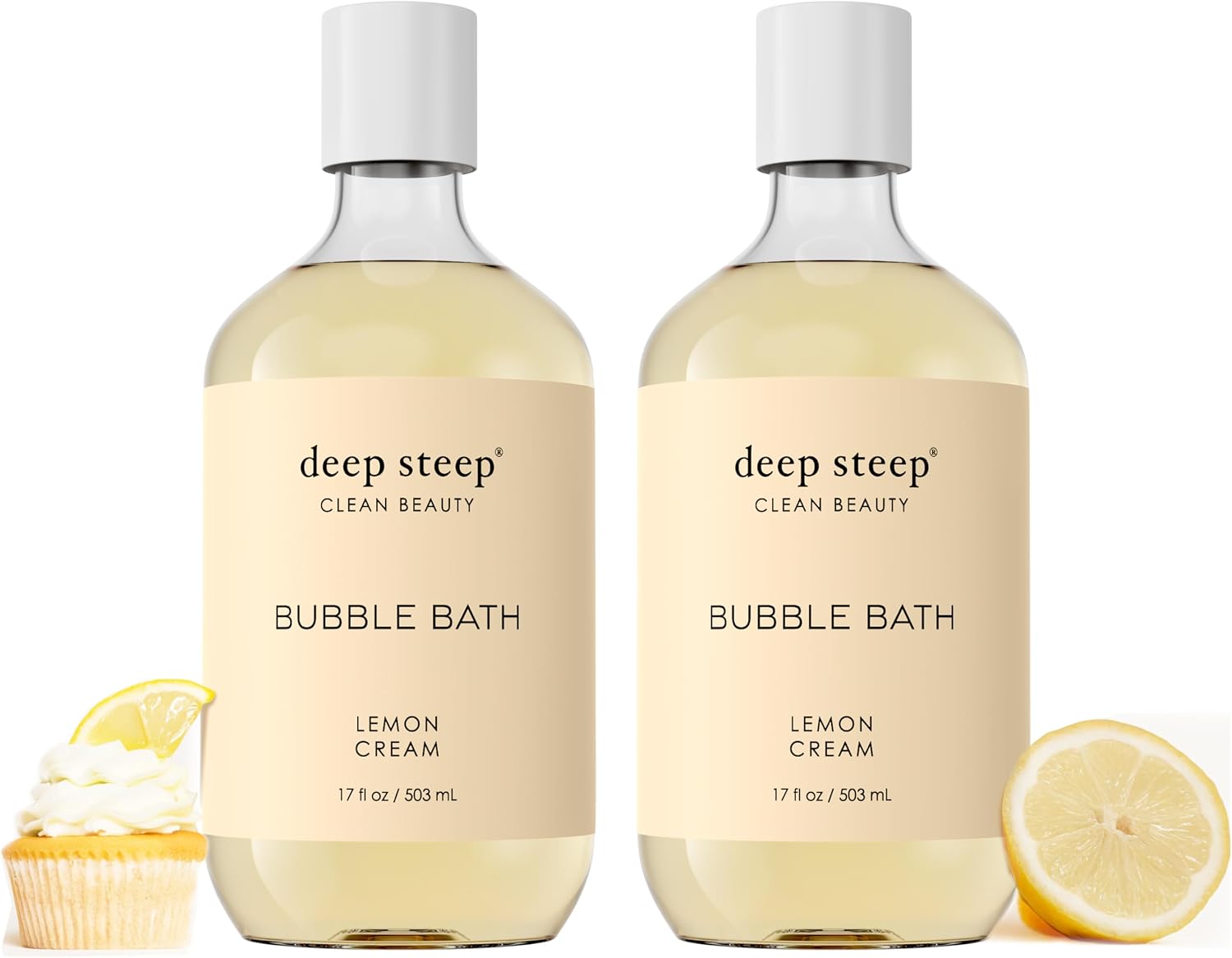 Deep Steep Lemon Cream Bubble Bath front view bottle packaging