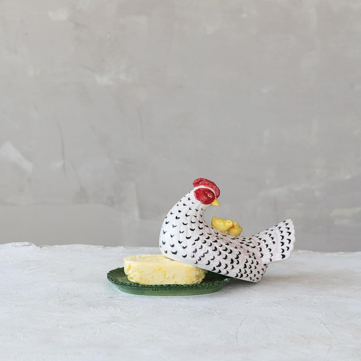 Creative Co-Op Stoneware Vintage Reproduction Hen Shaped Butter Dish, Multicolor - Image 10