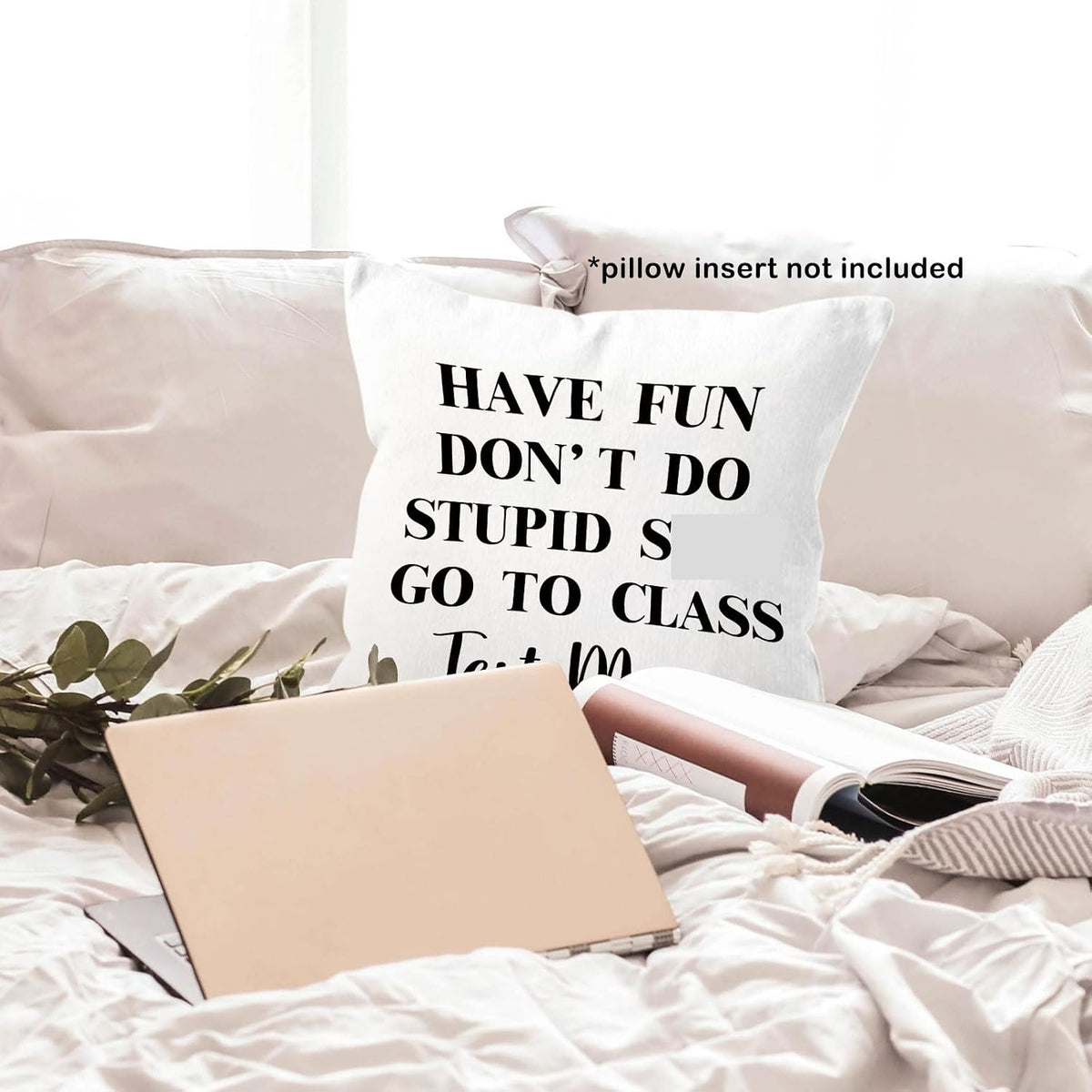 MONALET funny typography throw pillow case styled on a sofa