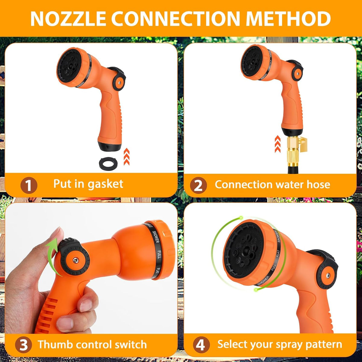 Dileogo outdoor hose nozzle demonstrating jet spray pattern