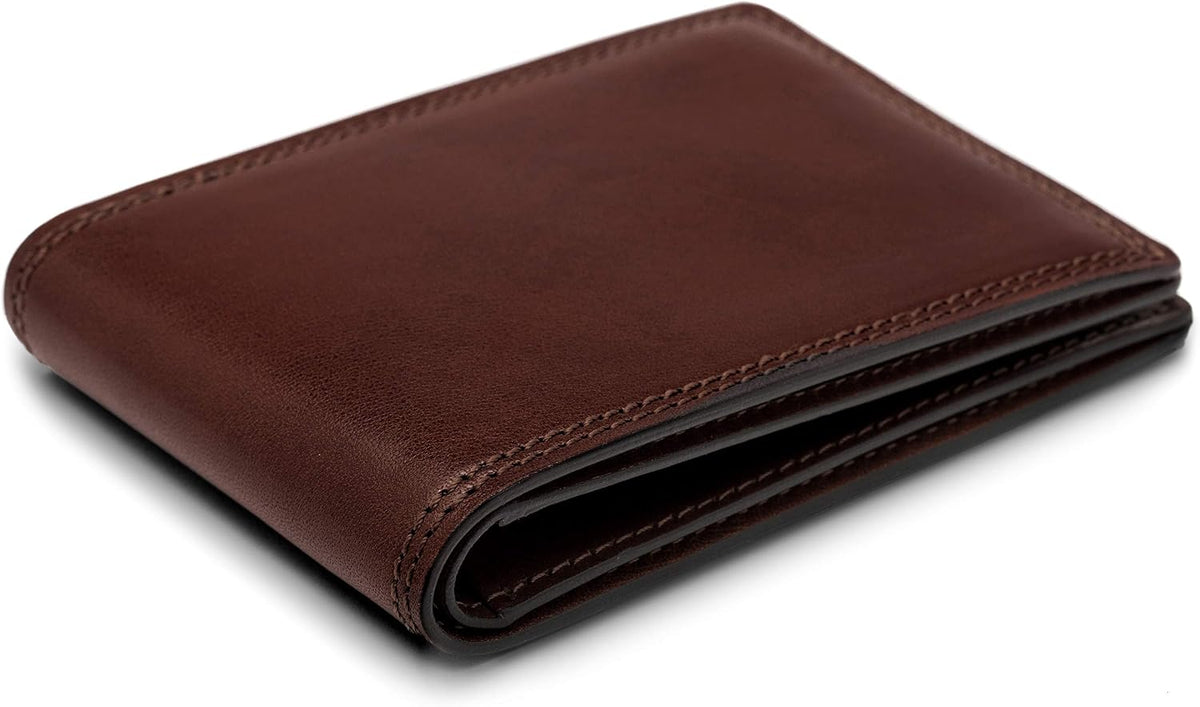 Bosca leather wallet interior bill compartment detail