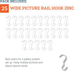 Picture Hang Solutions metal hook mounted on wooden rail molding