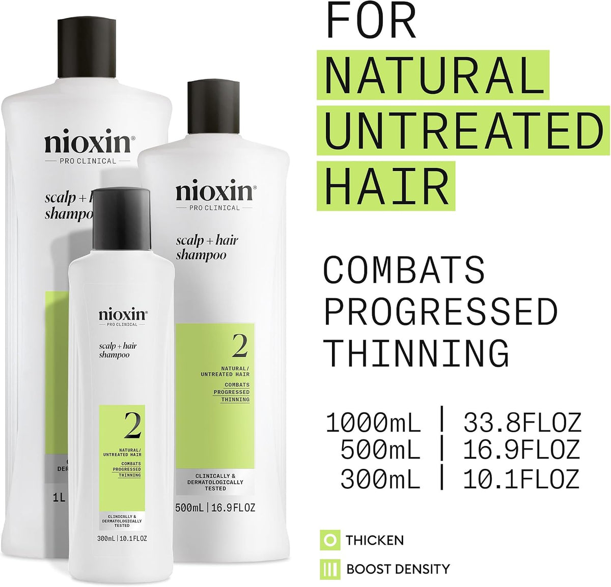 Nioxin System 2 hair thickening shampoo back packaging