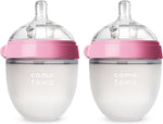 Comotomo baby bottle double pack pink 5 ounces front view