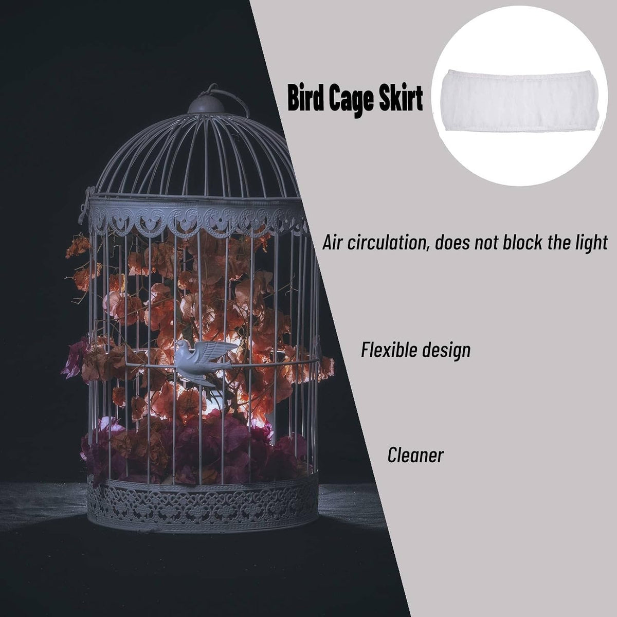 Hakeeta heavy duty elastic bands on bird cage guard preventing skirt from shifting
