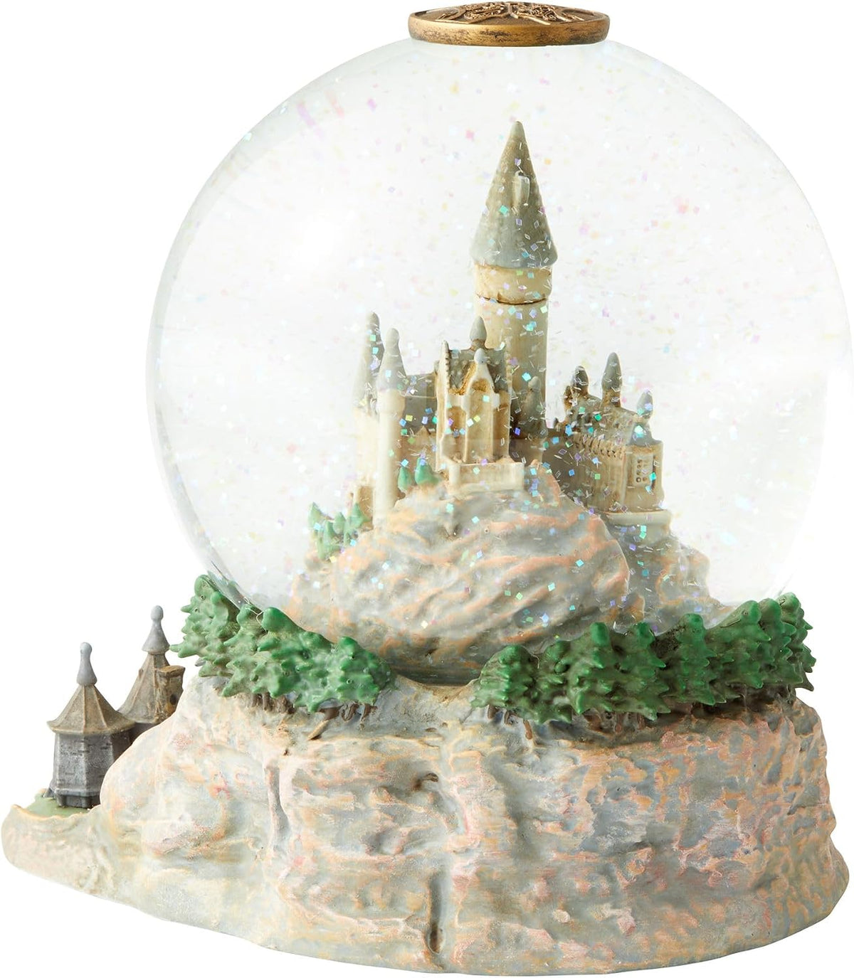 Close-up of Hogwarts Castle inside the glass water globe
