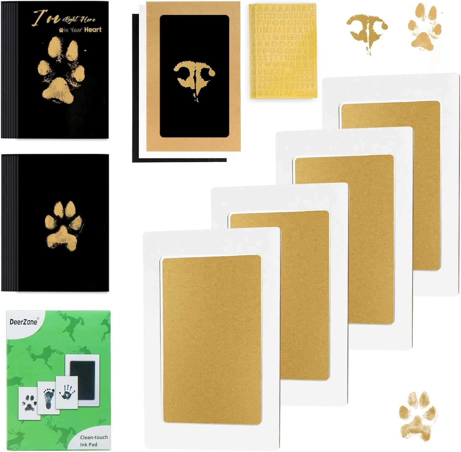 DeerZone Inkless Paw Print Kit front view showing the no-mess pet ink pads package
