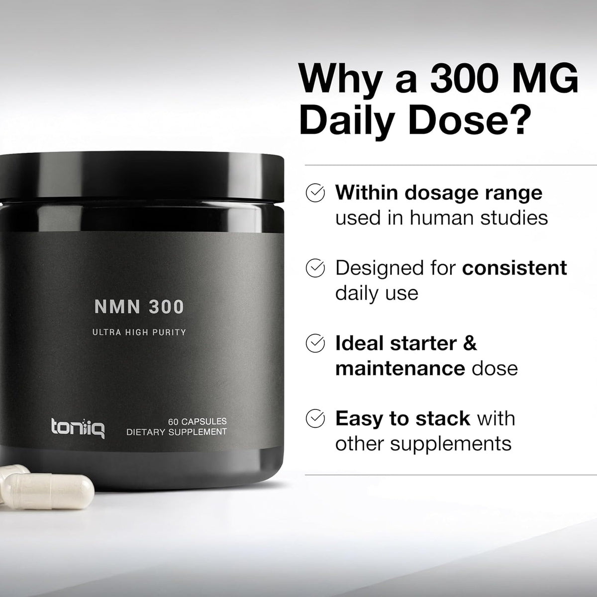 Toniiq Nicotinamide Mononucleotide ninety eight percent highly purified supplement for cellular energy