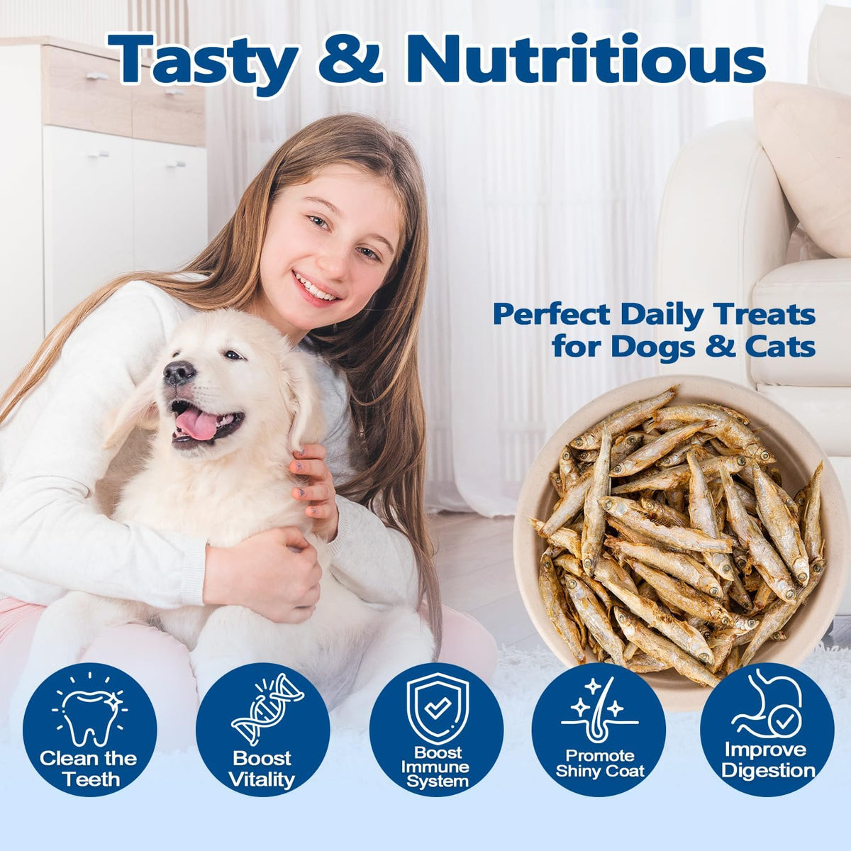 Amzey 3.5oz Minnows Dog Treats - Freeze Dried Minnows Cat Treats - High Protein & Premium Quality Training Treats - Bulk Package (1.6" to 2.8" Length Each) - Image 6