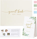 1DOT2 Linen Wedding Guest Book beige cover front view