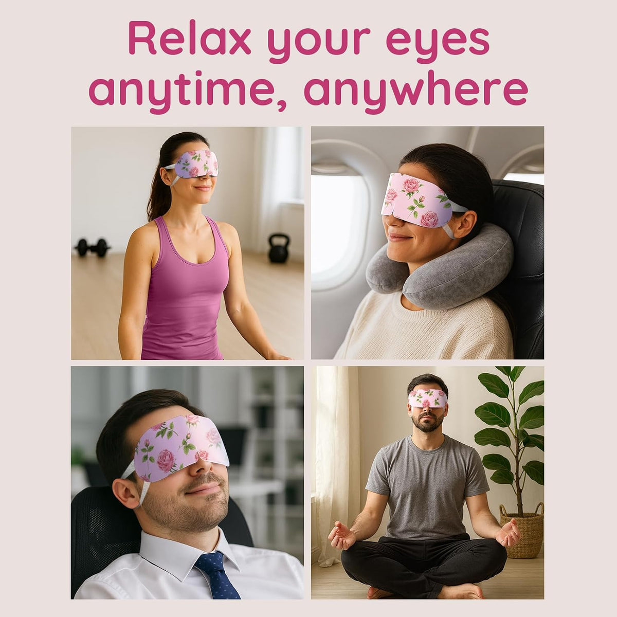 Bloomora therapeutic eye mask closeup on floral design