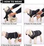 Side view of Qbleev dog jacket with reflective strips