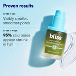 Bliss Disappearing Act serum packaging showing Niacinamide benefits