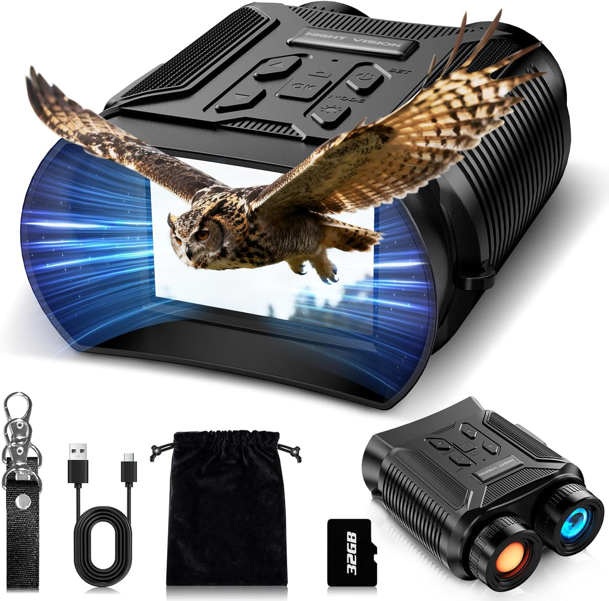 NKBZEB night vision goggles front view displaying the premium black optical lens setup