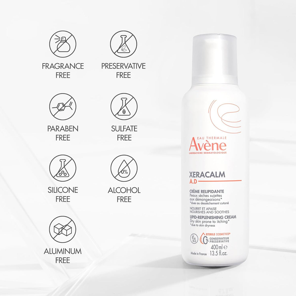 Avne XeraCalm A.D Lipid-Replenishing Cream, Atopic Dermatitis, Eczema-Prone, No Preservatives, Fragrance-Free, Pump, 13.5 Oz - Image 6
