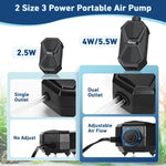 Side profile of ultra quiet air pump with rubber shockproof pads.