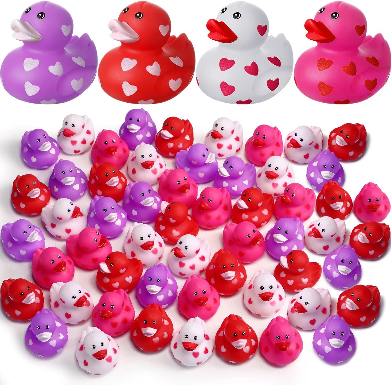 Jerify 12 Piece Valentine Rubber Duckies set front view