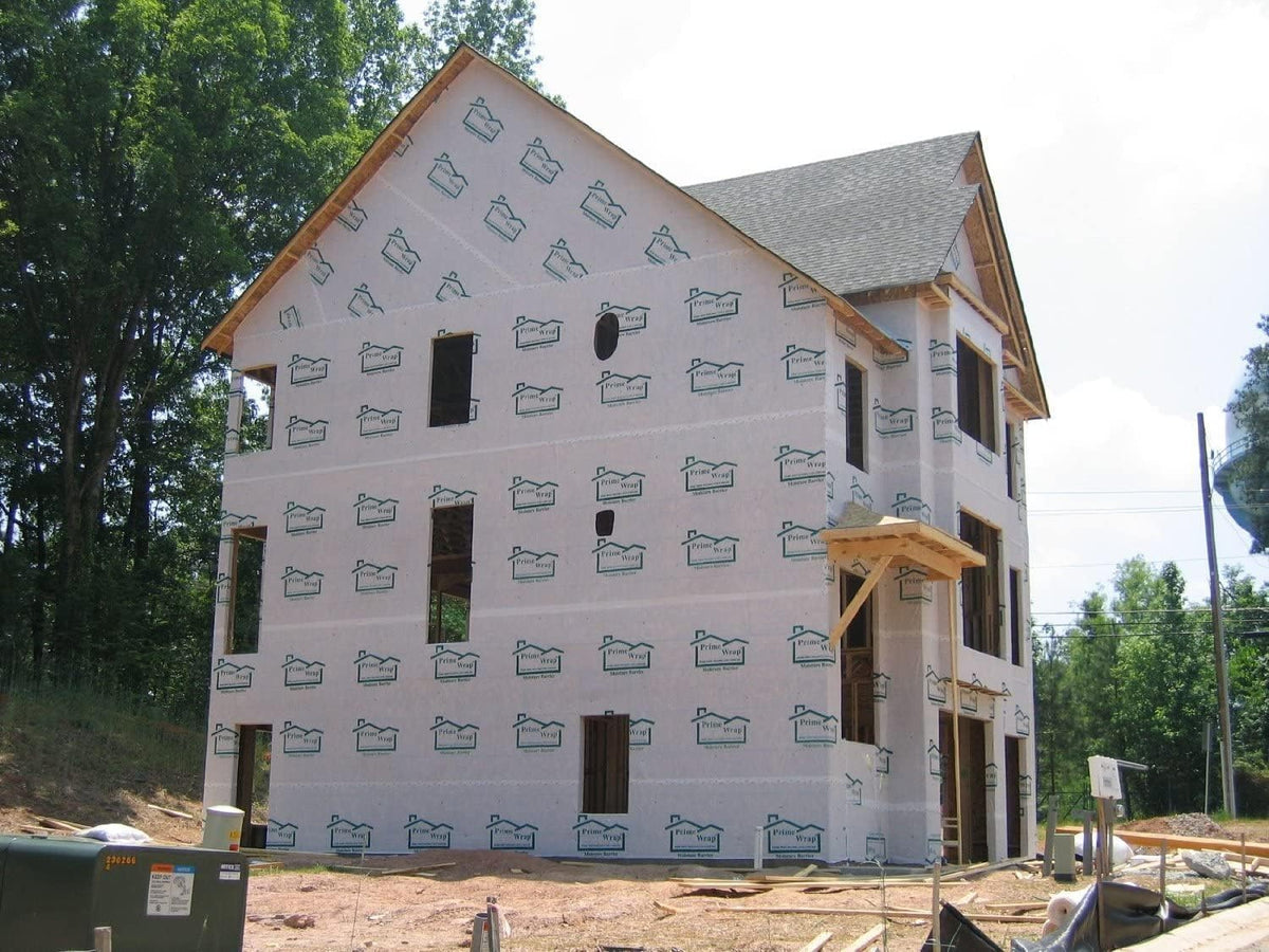 Prime Wrap roll shown in a building construction setting
