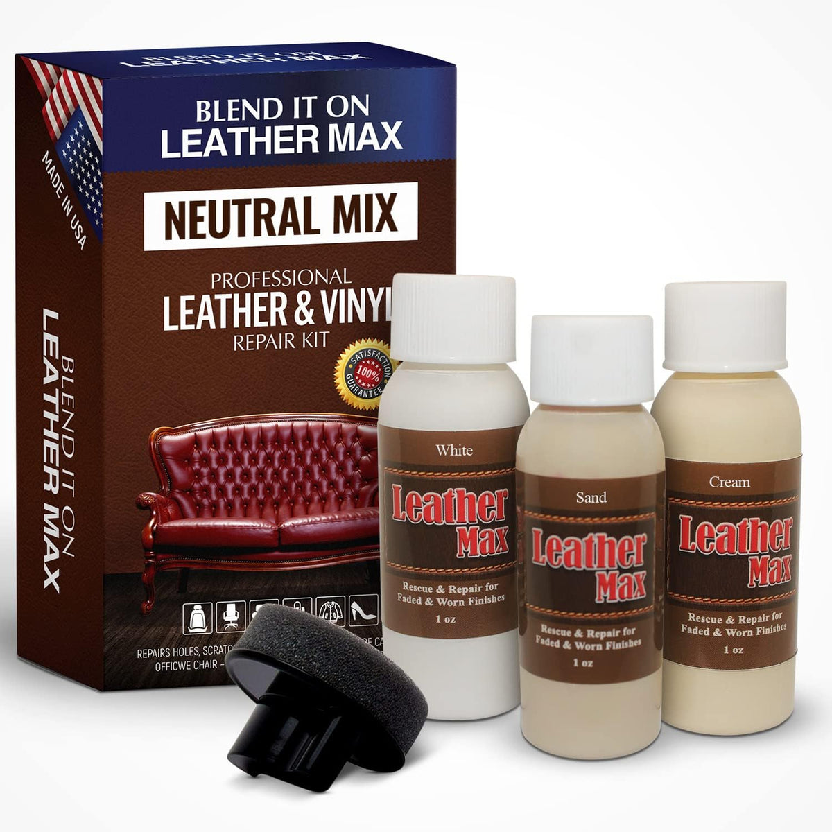 Leather Max Quick Blend Refinish and Repair Kit, Restore Couches, Recolor Furniture & Repair Car Seats, Jackets, Sofa, Boots / 3 Color Shades to Blend with/Leather Vinyl Bonded and More (Red Mix) - Image 10
