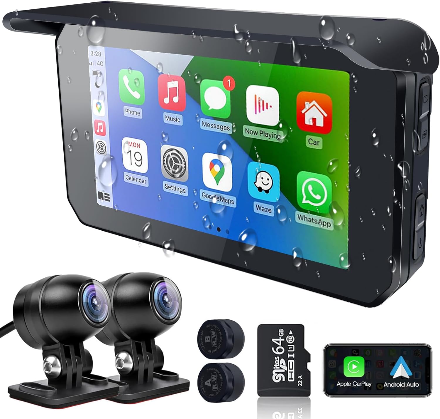 SETHDA motorcycle GPS navigation smart display front view mounted on handlebars.
