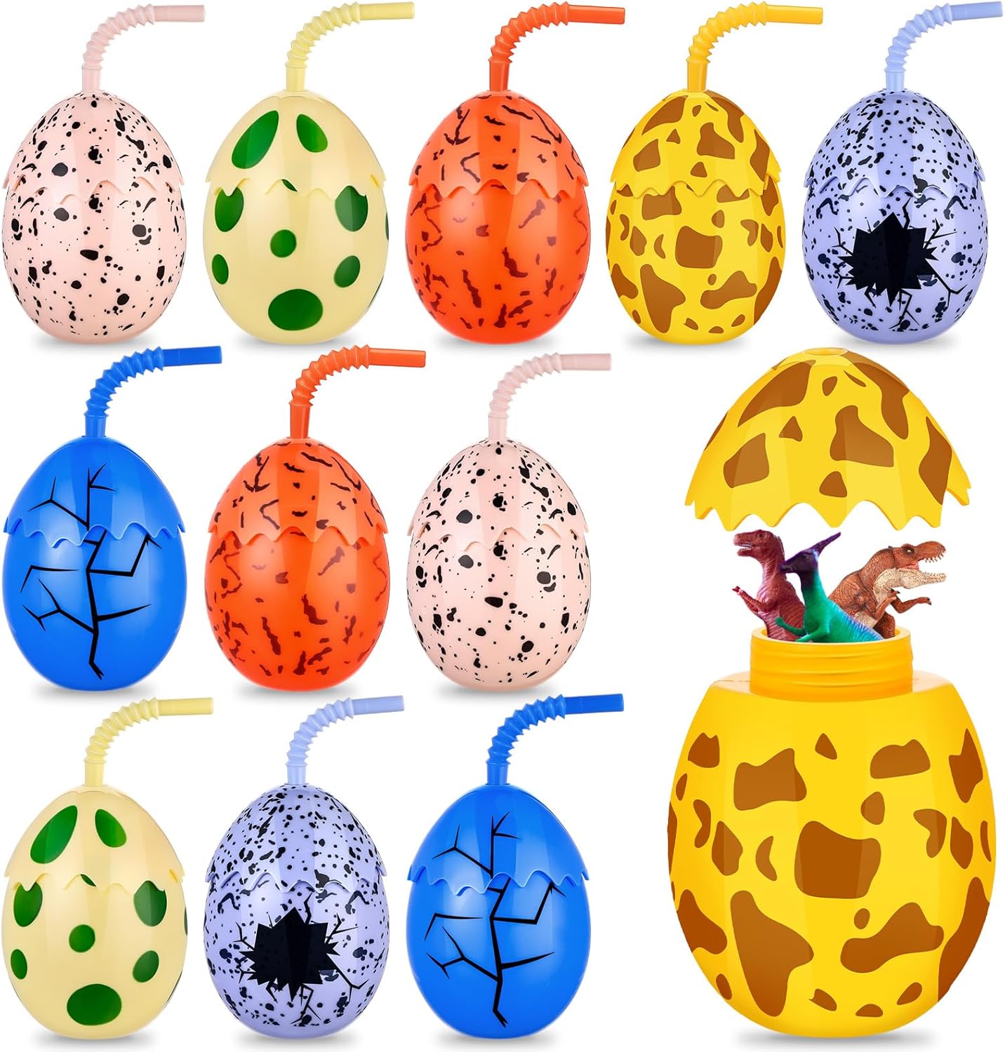 Maxcheck dinosaur egg party cups set of twelve front view