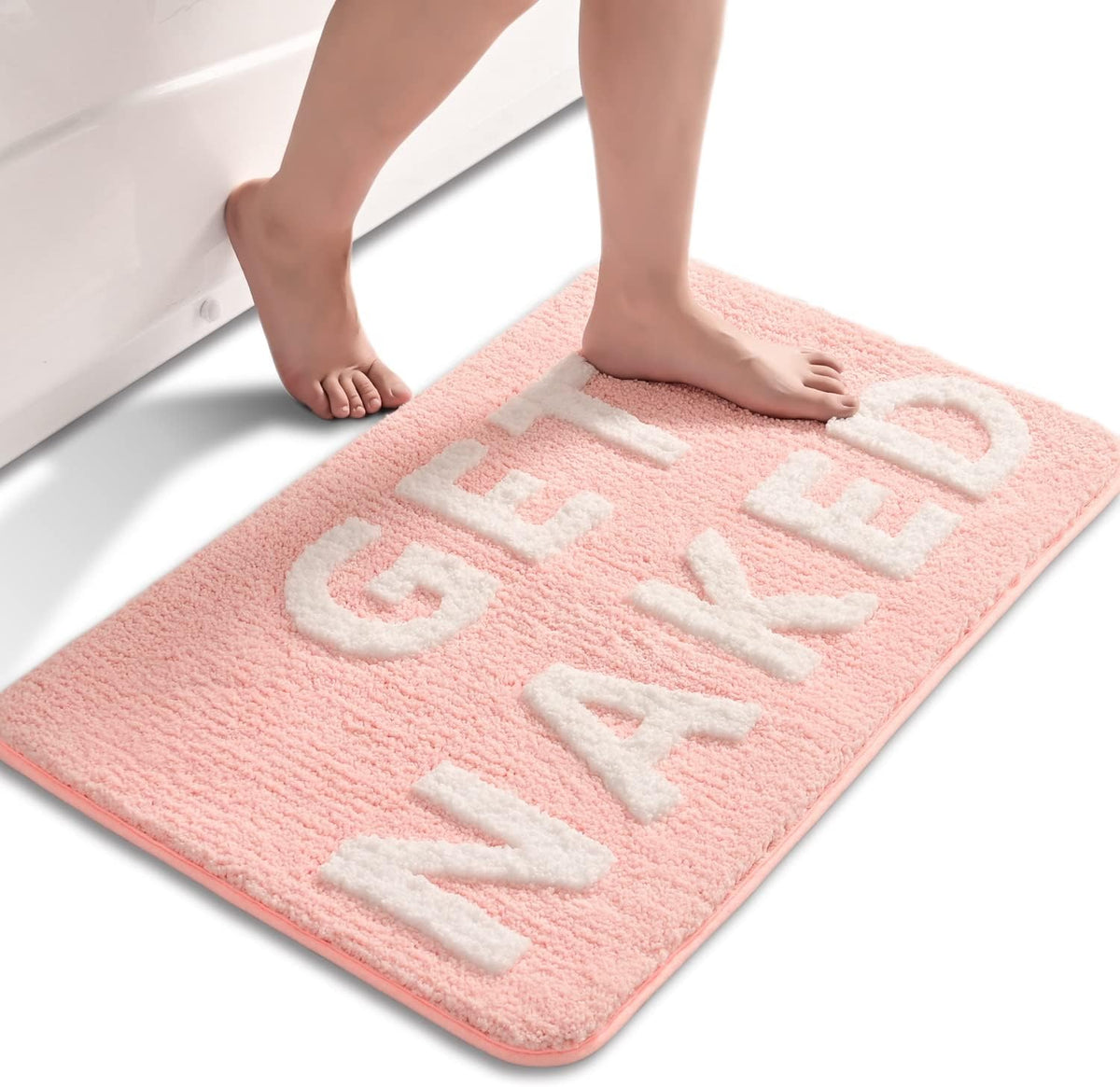 QJHOMO Get Naked Bath Mat Cute Black and White Bathroom Rugs Funny Non Slip Bathtub Decor Mats Super Absorbent Floor Carpet Machine Washable Bahtmat for Tub, Shower, Bedroom (18x48 inch) - Image 15