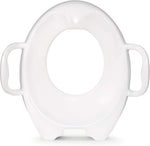 Munchkin Sturdy Potty Training Seat Grey front view showcasing contoured design and built-in handles.
