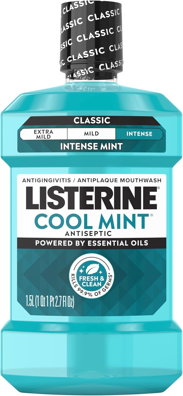 Listerine Cool Mint Antiseptic Mouthwash front view bottle