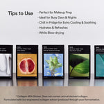 Full skincare set layout featuring the genuine Abib soothing sheet masks for deep hydration.