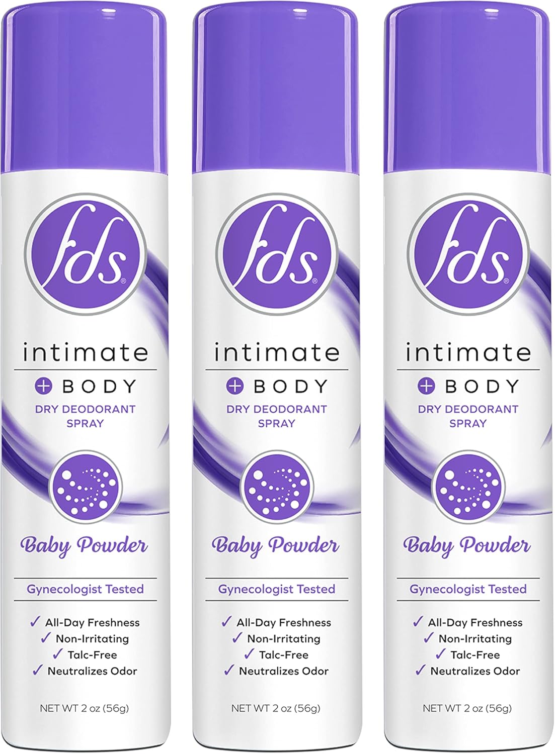 FDS Intimate Deodorant Spray, Baby Powder, 2 oz (Pack of 3), Feminine Spray for All Day Freshness & Odor Protection; pH-balanced, Talc-Free, Gynecologist Tested - Image 1