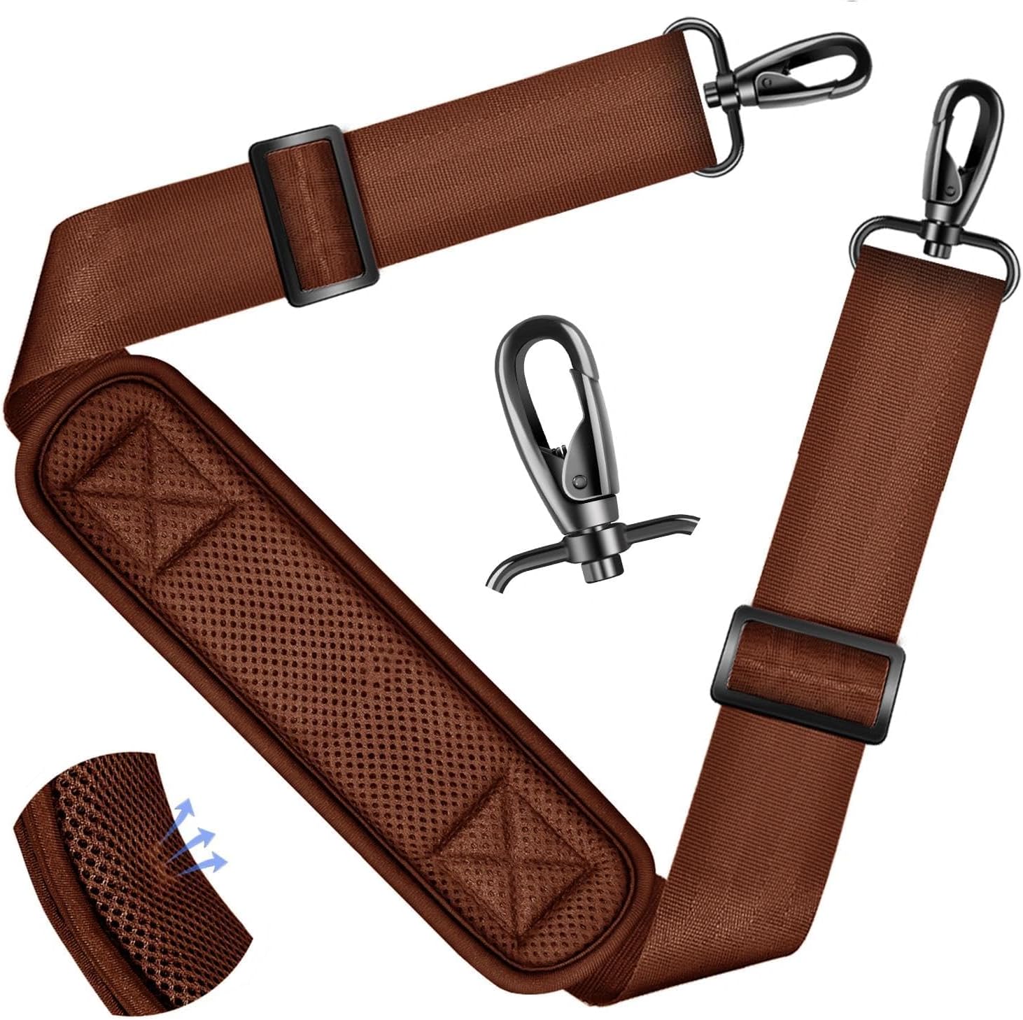 ZINZ universal heavy duty shoulder strap in brown showcasing front view