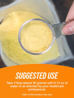 Lactose free egg white protein powder scoop showing texture
