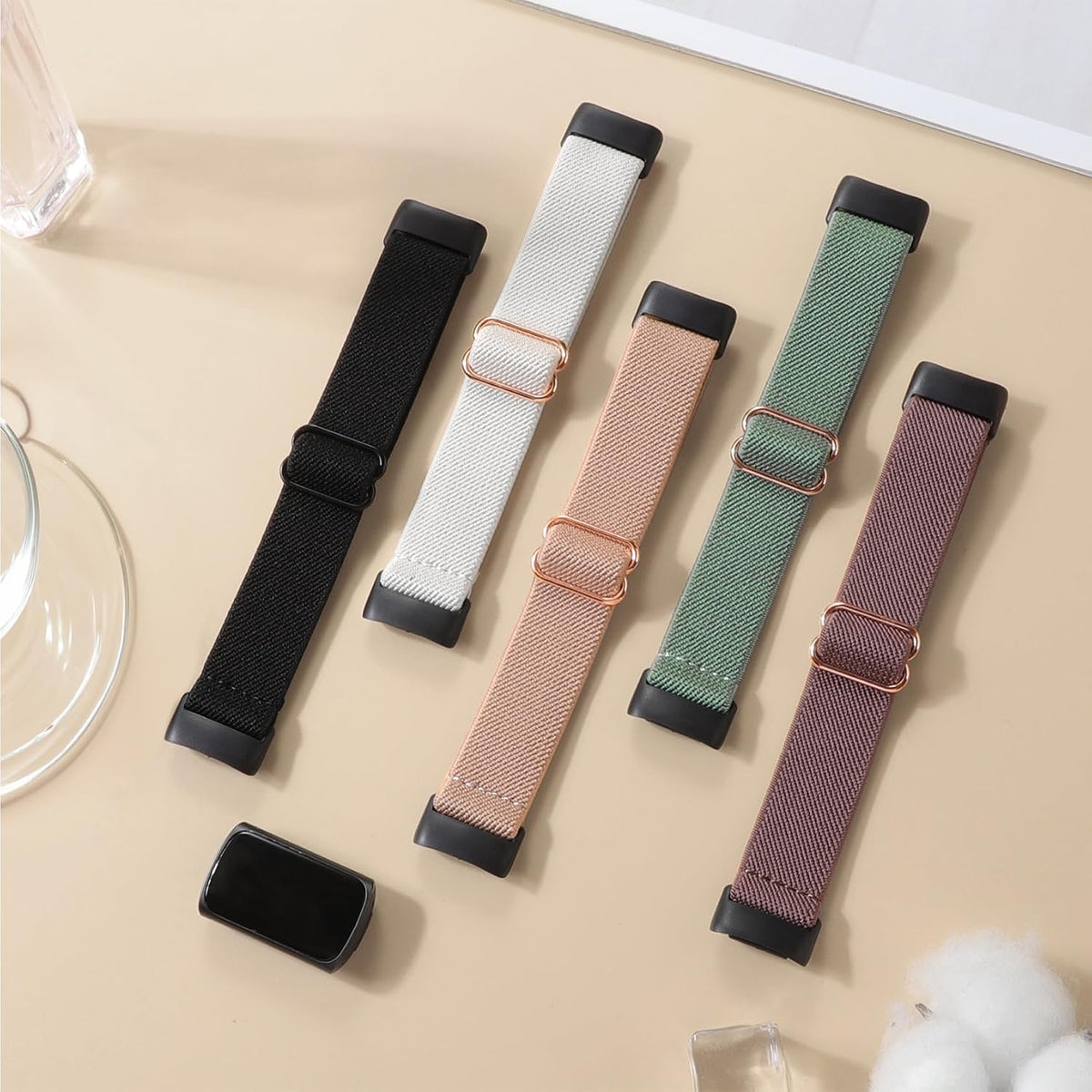 Close-up of adjustable metal loop buckle on Folavii nylon watch strap