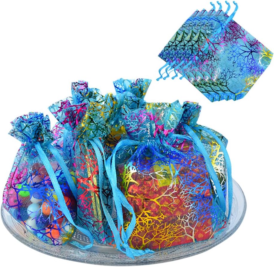 Pack of 100 organza pouches stacked neatly for event planning