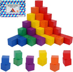 Offelec counting sorting wooden cube blocks set front view showing six vibrant colors