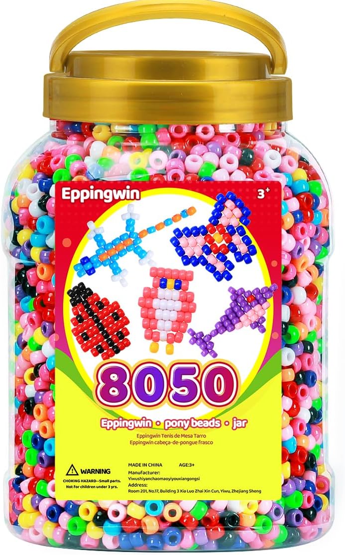 1000+ pcs Pony Beads, Multi-Colored Bracelet Beads for Hair Braids, Plastic Bead for Crafts (Medium Pack, Classic)... - Image 12