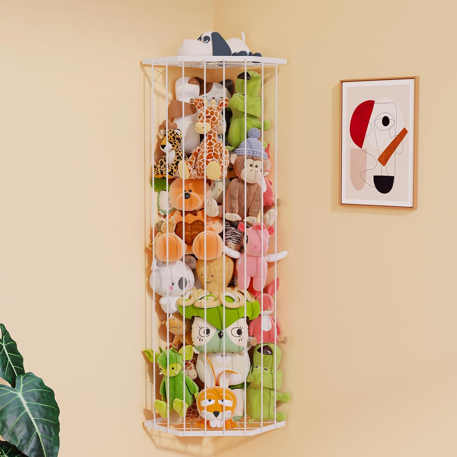 BBLIKE stuffed animal storage zoo front view in a clean kids nursery room corner