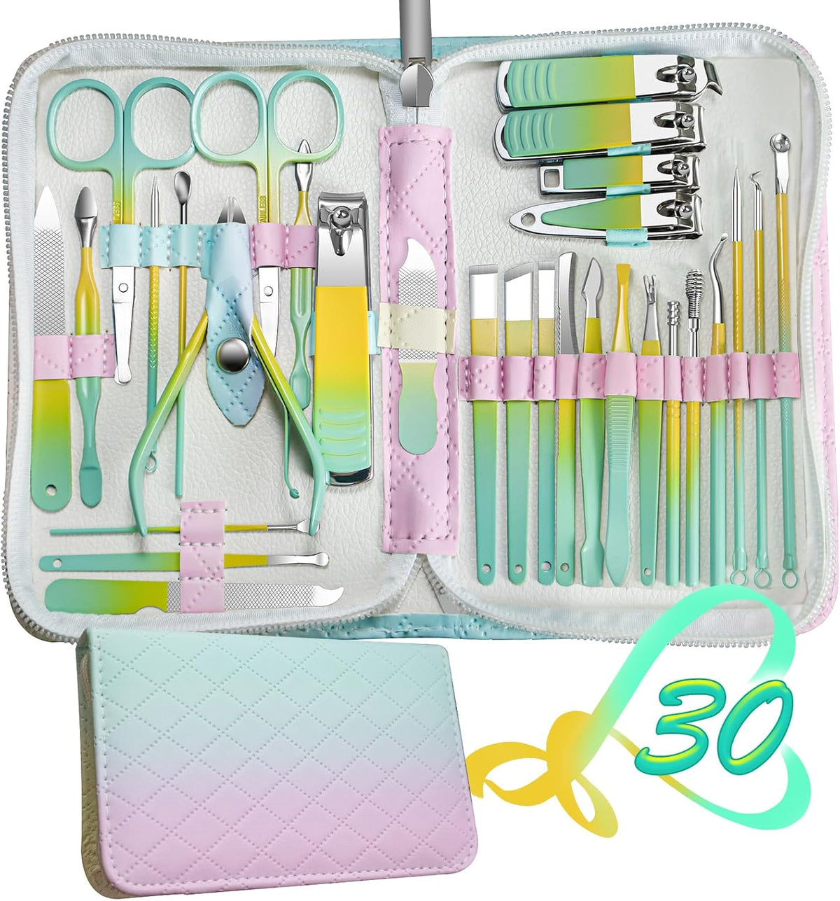 Manicure Set 30 in 1 Nail Clipper Set,RedFlow Nail Clippers,Fingernail & Toenail Clippers,Manicure Tools,Pedicure Tools,Suitable for Travel Manicure Kit (A-Black) - Image 13