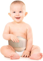 Ortonyx baby umbilical hernia belt front view showing beige abdominal band