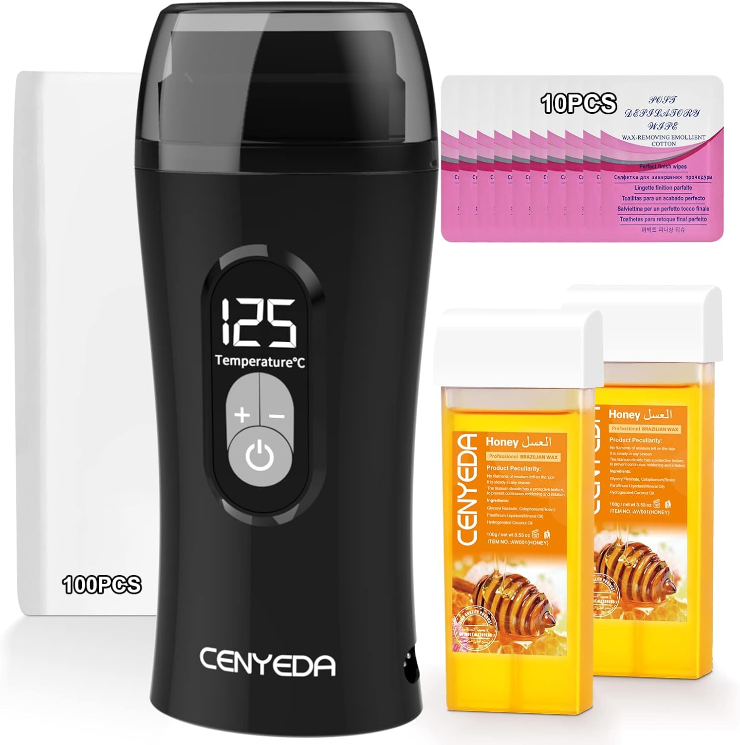 CENYEDA digital honey roll on wax kit front view with led display